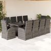 vidaXL 11 Piece Garden Dining Set with Cushions Grey Poly Rattan