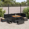 vidaXL Garden Sofa Set with Cushion with Storage Black Poly rattan