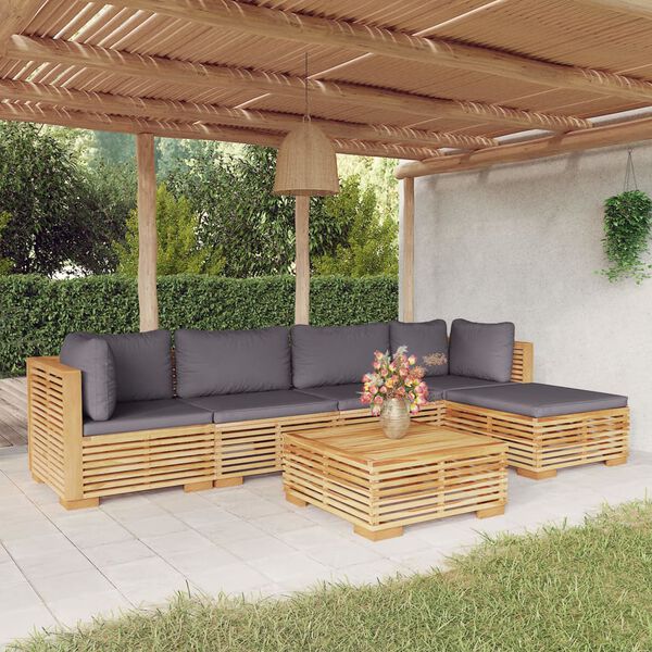 vidaXL 6 Piece Garden Lounge Set with Cushions Solid Teak Wood