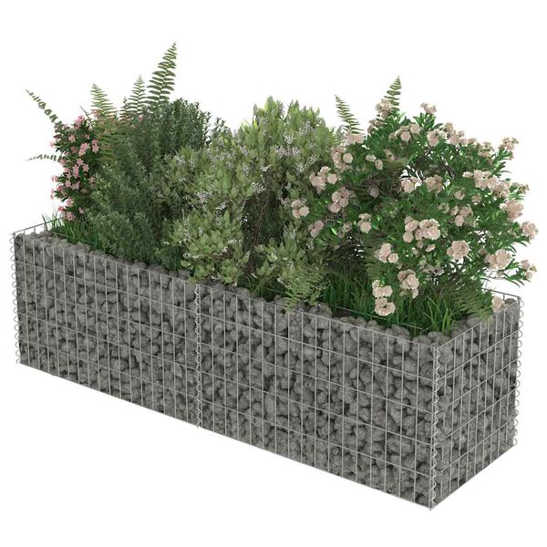 vidaXL Gabion Raised Bed Galvanised Steel 180x50x50 cm