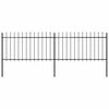vidaXL Garden Fence with Spear Top Steel 337x100 cm Black