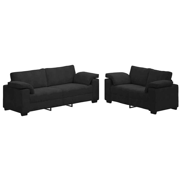 vidaXL 2 Piece Sofa Set with Cushions Black Velvet