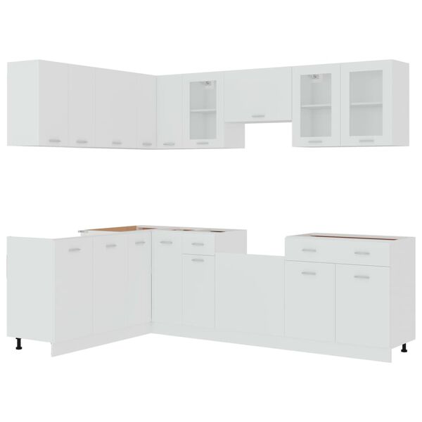 vidaXL 11 Piece Kitchen Cabinet Set Lyon White Engineered Wood