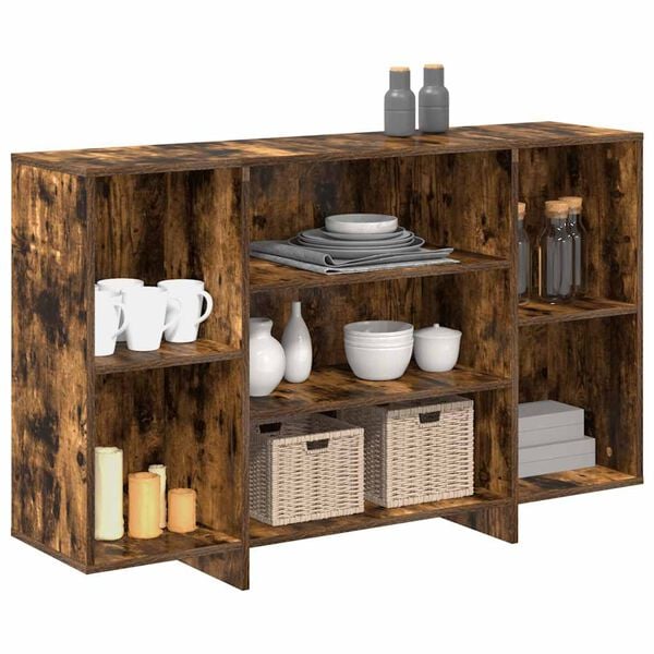 vidaXL Sideboard Smoked Oak 120x30x75 cm Engineered Wood