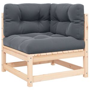 vidaXL Garden Corner Sofa with Anthracite Cushions Solid Pinewood