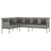 vidaXL L-shaped Garden Sofa with Cushions Grey Poly Rattan