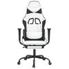 vidaXL Massage Gaming Chair with Footrest White&Black Faux Leather