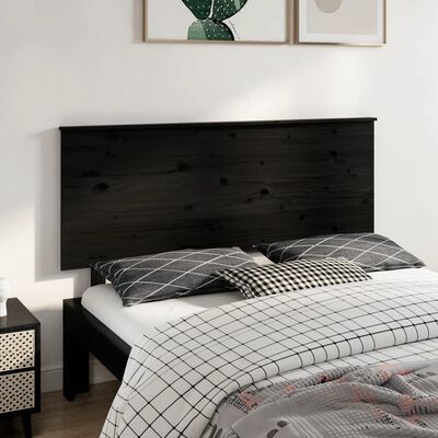 vidaXL Bed Headboard Black 154x6x82.5 cm Solid Wood Pine