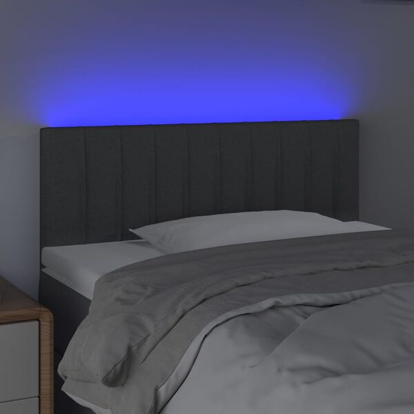 vidaXL LED Headboard Dark Grey 100x5x78/88 cm Fabric