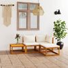 vidaXL 4 Piece Garden Lounge Set with Cushion Cream Solid Acacia Wood