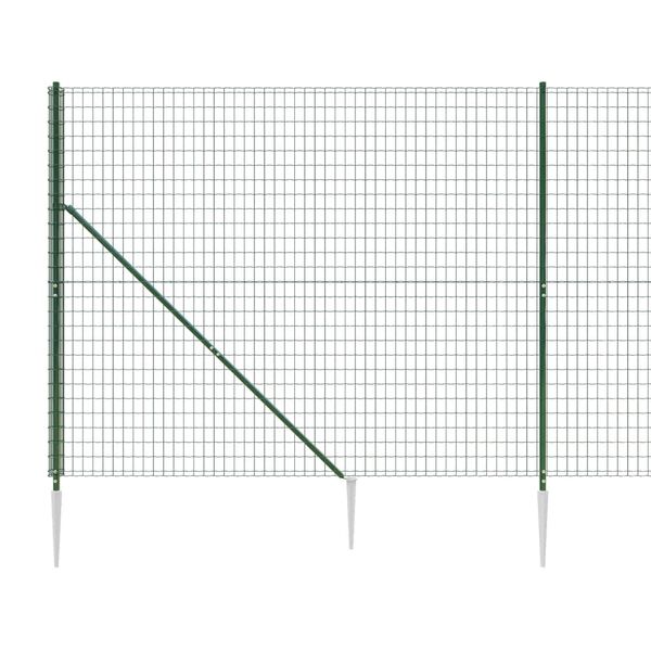 vidaXL Wire Mesh Fence with Spike Anchors Green 1.6x25 m