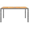 vidaXL Garden Table 150x90x75 cm Acacia Wood and Poly Rattan Grey