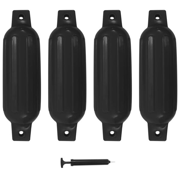 vidaXL Boat Fenders 4 pcs Black 41x11.5 cm PVC