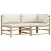 vidaXL 2 Piece Garden Lounge Set with Cream White Cushions Bamboo