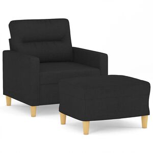 vidaXL Sofa Chair with Footstool Black 60 cm Fabric
