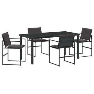 vidaXL Garden Dining Set 5 pcs Black Textilene and Steel