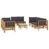 vidaXL 9 Piece Garden Lounge Set with Dark Grey Cushions Bamboo