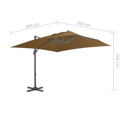 vidaXL Cantilever Umbrella with Aluminium Pole 300x300 cm Taupe