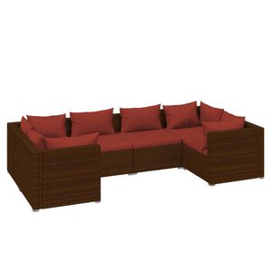 vidaXL 6 Piece Garden Lounge Set with Cushions Poly Rattan Brown