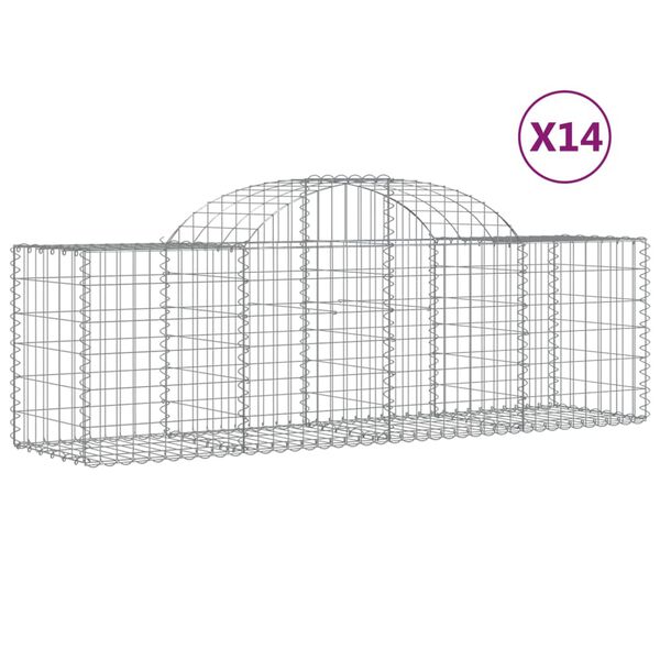 vidaXL Arched Gabion Baskets 14 pcs 200x50x60/80 cm Galvanised Iron