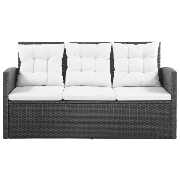 vidaXL 5 Piece Garden Lounge Set with Cushions Poly Rattan Black