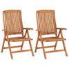 vidaXL Garden Chairs 2 pcs with Anthracite Cushions Solid Teak Wood