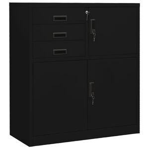 vidaXL Office Cabinet | Black | Steel | Medium | Height-Adjustable Shelves