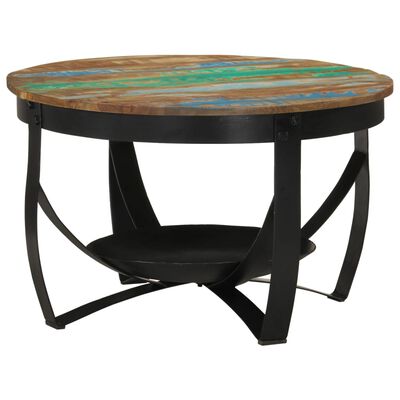 vidaXL Coffee Table Ø 68x43 cm Solid Wood Reclaimed and Iron