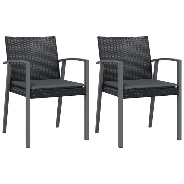 vidaXL Garden Chairs with Cushions 2 pcs Black 56.5x57x83 cm Poly Rattan