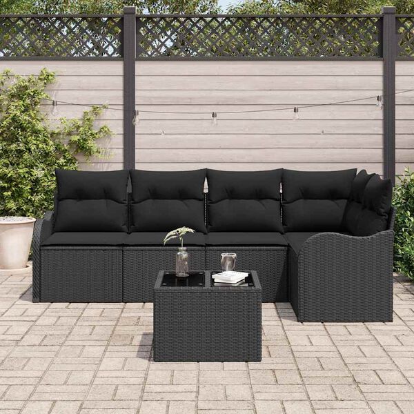 vidaXL Garden Sofa Set Black Poly Rattan