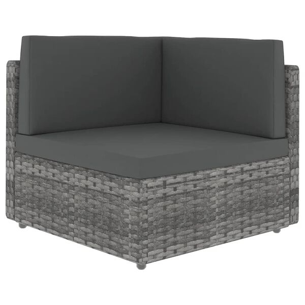 vidaXL 6 Piece Garden Lounge Set with Cushions Grey Poly Rattan