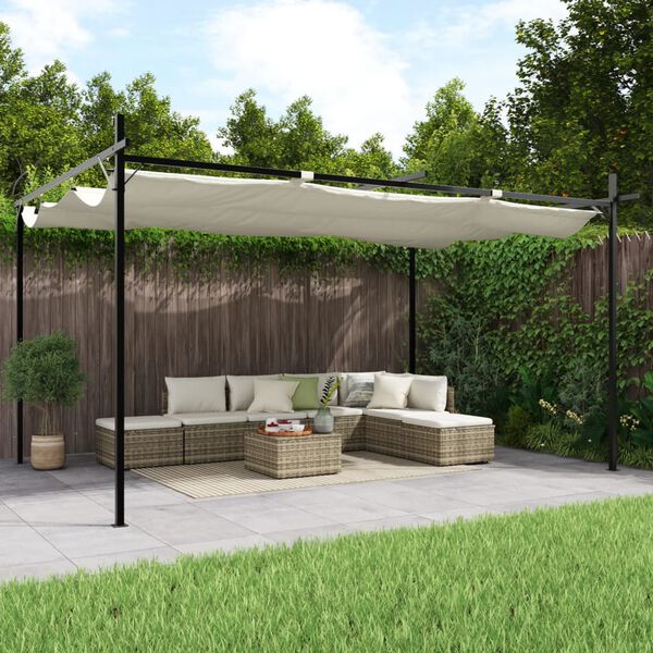 vidaXL Pergola with Retractable Roof Cream 395x292x230 cm