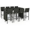vidaXL 9 Piece Garden Bar Set Black Poly Rattan