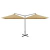 vidaXL Double Garden Parasol with Steel Pole Taupe 600x300 cm
