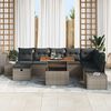 vidaXL Garden Sofa Set with Storage 9 pcs Grey Poly rattan
