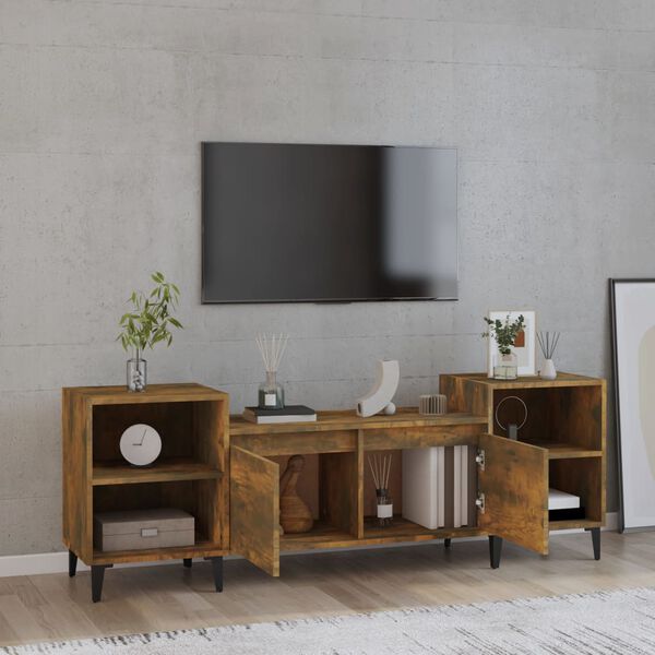 vidaXL TV Cabinet Smoked Oak 160x35x55 cm Engineered Wood