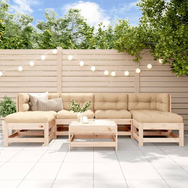 vidaXL 7 Piece Garden Lounge Set with Cushions Solid Wood