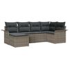 vidaXL Garden Sofa Set with Cushion 6 pcs Grey Poly Rattan