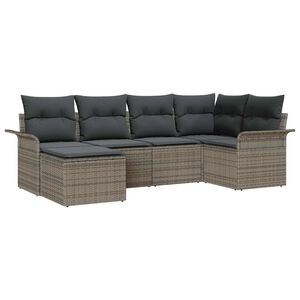 vidaXL Garden Sofa Set with Cushion 6 pcs Grey Poly Rattan