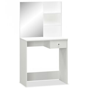 vidaXL Dressing Table | Matte White | Engineered wood, PVC edges, glass