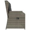 vidaXL Reclining Garden Bench with Cushions Grey Poly Rattan