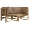 vidaXL Garden Corner Sofas with Taupe Cushions 2 pcs Bamboo