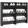 vidaXL Wall Shoe Cabinets 2 pcs High Gloss Black 60x18x90cm Engineered Wood