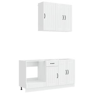 vidaXL Kitchen Unit LUCCA 5 pcs High Gloss White Engineered Wood