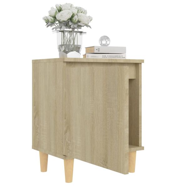 vidaXL Bed Cabinet with Solid Wood Legs Sonoma Oak 40x30x50 cm