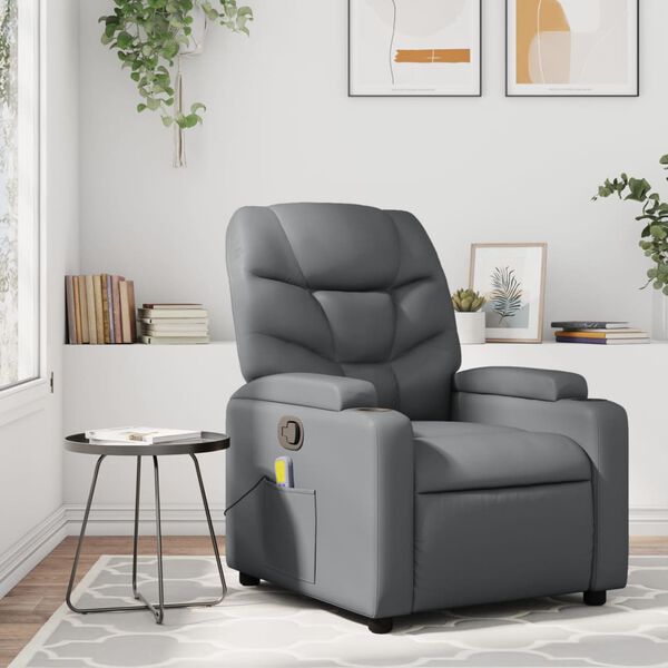 vidaXL Massage Recliner Chair Grey Faux Leather