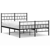 vidaXL Metal Bed Frame without Mattress with Footboard Black 135x190cm