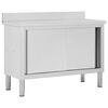 vidaXL Work Table with Sliding Doors 120x50x(95-97) cm Stainless Steel