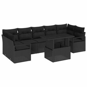 vidaXL Garden Sofa Set 8 pcs Black Poly rattan