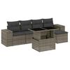 vidaXL 6 Piece Garden Sofa Set with Cushions Grey Poly Rattan
